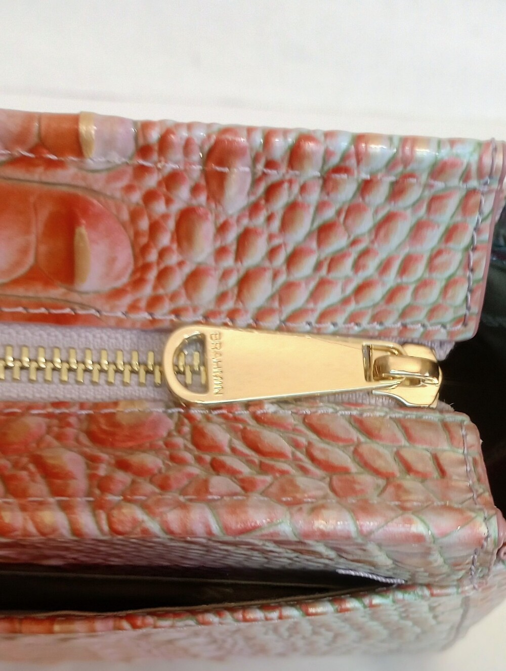 NWT Brahmin Hillary, Flirty Ombre Melbourne Crocodile Embossed Leather Crossbody - Picture 8 of 13